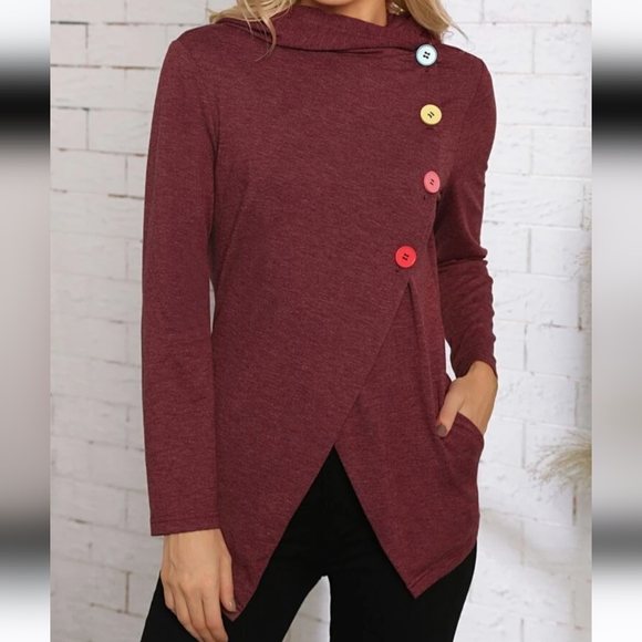 Women's Jersey Top Hooded Jacket Asymmetrical Hem Split Front XXL Emery Rose - Picture 13 of 13